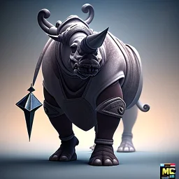 A bipedal Rhino-man Merchant with psychic powers from the medieval times