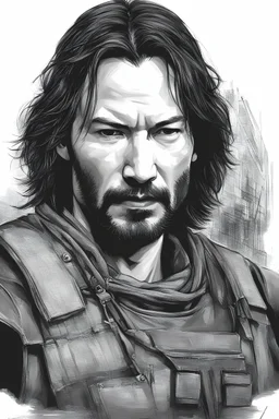 facial Portrait of action hero Keanu Doonan by Scott Kendall