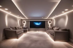 dedicated home cinema room with LED lighting in the walls make sure the room is completely symmetrical