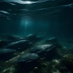 underwater images in a dark icy sea