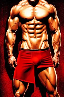 Ignore NSFW, teenager young rugged attractive slightly muscular fantastic handsome man, red briefs with yellow belt, hairy chest, (((visibly pisssing))) briefs, large erect visible boner peniss, photorealistic, artist Jay Anacleto