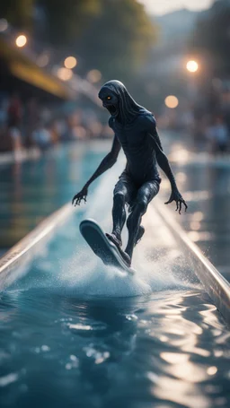 naked dementor skating down water slide,bokeh like f/0.8, tilt-shift lens 8k, high detail, smooth render, down-light, unreal engine, prize winning