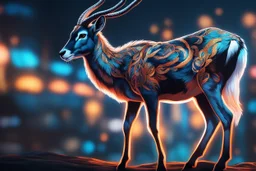 gazelle in 8k solo leveling shadow drawing style, Christmas them, neon lights , sticker, intricate details, highly detailed, high details, detailed portrait, masterpiece,ultra detailed, ultra quality