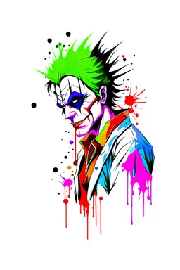 A developer , wearing t-shirt, digital art, character of joker , profile picture, white background