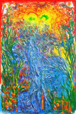 the sacred process of becoming whole; Surreal Expressionistic art with the color palette of matisse