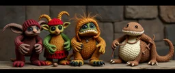 masterfully knitted Hobgoblin ,Gnoll ,Troglodyte and Lizard Man band