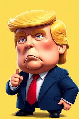 A detailed 3D illustration of a vivid chibi Donald Trump ,