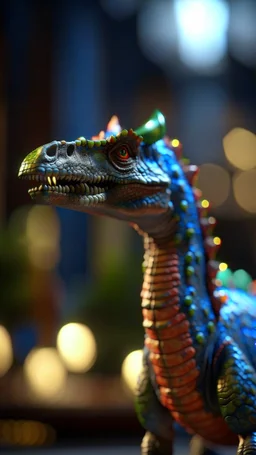 dinosaur with long neck wearing a party bow, shot on Hasselblad h6d-400c, zeiss prime lens, bokeh like f/0.8, tilt-shift lens 8k, high detail, smooth render, down-light, unreal engine, prize winning