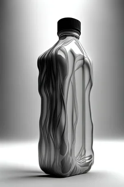 square size, lubricant oil plastic bottle, giving the bottle a dynamic and organic appearance, and establishing a strong connection between the design and the nature of the lubricant oil it contains. style render sketch gray