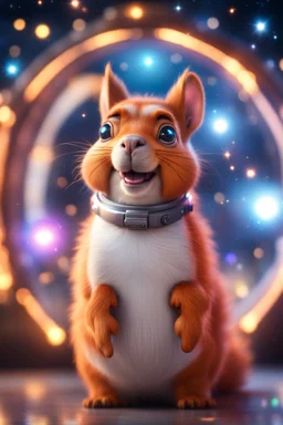 portrait of ultimate transcendent happy chat squirrel dog cat space hippo horse with spotlights, in front of space portal dimensional glittering device, bokeh like f/0.8, tilt-shift lens 8k, high detail, smooth render, down-light, unreal engine, prize winning