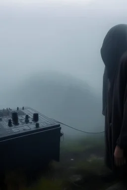 A hooded figure In the fog