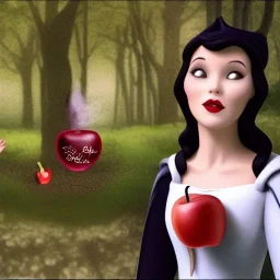 Snow White meets a witch selling poisoned apples