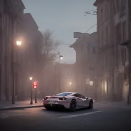 Ferrari 488 under a street light