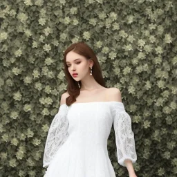 White frill lace dress Renaissance Style