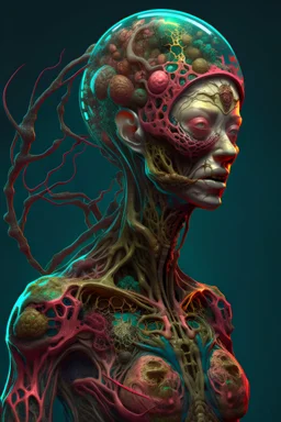 an immensely fertile, parasitized, woman. fecund brood-bearing 8k warped human form, prominently, artful, digital art trending on artstation 8k high res