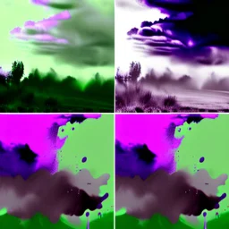 a texture of a grey sky violently exploding and raining dirty grey hues of purple, green, and brown that partially muddy the sky and make it ugly, surreal, dreamlike