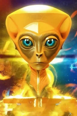 Full head to toe portrait + profile of a creature with (((a flat orange triangle pointing downwards for a head))), large round eyes like bright yellow headlights, a small body, its feet are in seamless silver and orange skin-tight boots with its skin-tight jumpsuit. It stands out against a white background.