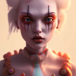 clown girl,beautiful real skin, symmetrical, curl hair, soft lighting, ultra detailed face, concept art, digital painting, looking into camera, octane render, art by artstation