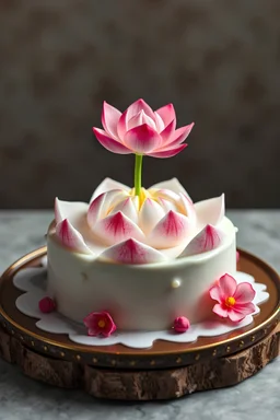 i want to generate an image for my blog lotus three milk cake with ai. write some epic cool image ai generation prompts.