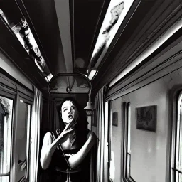 surreal woman in a train in style of salvador dali painting