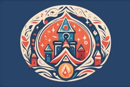 славянский стиль, сказочность, абстрактное, простые значок для школы Медногорья