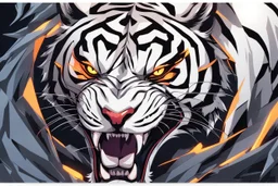 Venom beast in 8k solo leveling shadow artstyle, white tiger them, neon effect, close picture, full body, apocalypse, intricate details, highly detailed, high details, detailed portrait, masterpiece,ultra detailed, ultra quality