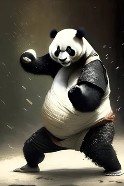 Panda practices kung fu