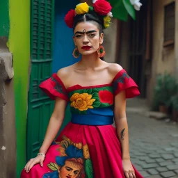 Venezuelan model with frida kahlo dress