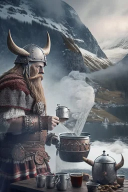 viking making tea in switzerland