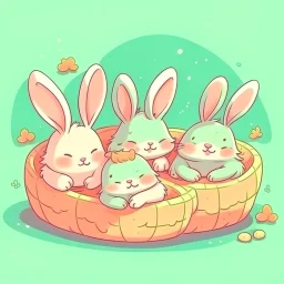 little bunnies sleeping cartoon