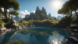 (8k, RAW photo, best quality, masterpiece:1.2), (realistic, photo-realistic:1.37), octane render, ultra high res, ultra-detailed , professional lighting, photon mapping, radiosity, physically-based rendering, ue5, ((island sanctuary)), ((ancient fallen kingdom)), ((reflections in water)), ((raytracing)), ((drowned city))