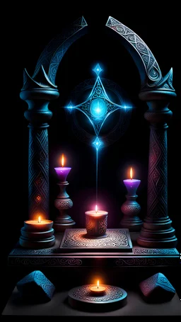 Magic altar on a black background