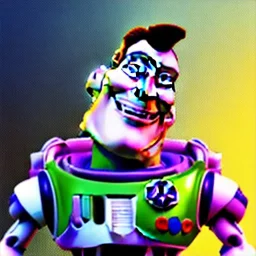 Buzz lightyear holding Woody's decapitated head