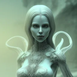 highly detailed marble and jade sculpture of a female necromancer, volumetric fog, Hyperrealism, breathtaking, ultra realistic, unreal engine, ultra detailed, cyber background, Hyperrealism, cinematic lighting, highly detailed, breathtaking , photography, stunning environment, wide-angle, [cgi, 3d, doll, octane, render, bad anatomy, blurry, fuzzy, extra arms, extra fingers, poorly drawn hands, disfigured, tiling, deformed, mutated]