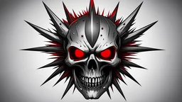 logo metal skull with spikes in the head and red eyes