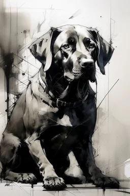 Black Labrador in the style of Willem Haenraets, Yoji Shinkawa, Guy Denning, Florian Nicolle
