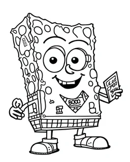 Generate a colouring pages of the SpongeBob along with some pencil sketch marks with white background