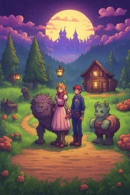 The monster and the princess, stardew, valley style