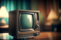 picture of a vintage tv; blurred background