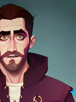 Portrait of a 30 year old strange gay warlock like Jake Gyllenhaal