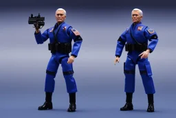 Plastic Mike Pence as G.I. Joe toy Doll figure With a pistol space force Commander Blue fabric uniform, black Moonboot in a clear package