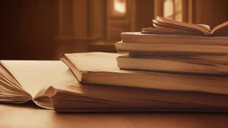 old books on the table in the hall