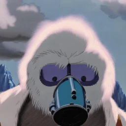 A Yeti with a gas mask