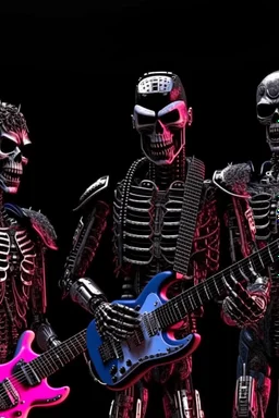 4K realistic hard rock band of 5 terminators playing live.