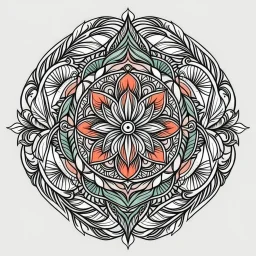 logo in a style of Mandala. Round. The logo depicts a mystical botanical motive. Thin lines. Ornament.