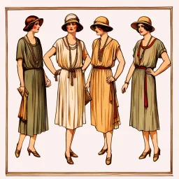 Combine women's clothing from ancient Rome with women's clothing of America in the 1920s.