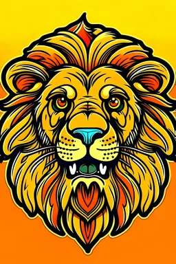 LION, cartoon style, thick outline, low details, Vivid Color