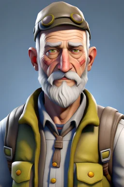 generate a fortnite skin, based on mr Ungrad. A Math teahcer obsessed with military. he is wrinkly and old looking and he has no hair