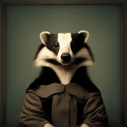 mona lisa styled portrait of a badger