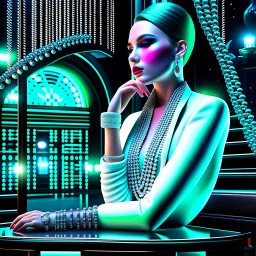 Luxury style, masterpiece, complex detailed, best quality, hdr, editorial fashion photo, story machine needs to fed with jelly beans, sophisticated, high-end, luxurious, art by goro fujita, white and black colors, cyber, <lora:Cyber_relib_80st_64_128:0.6>,